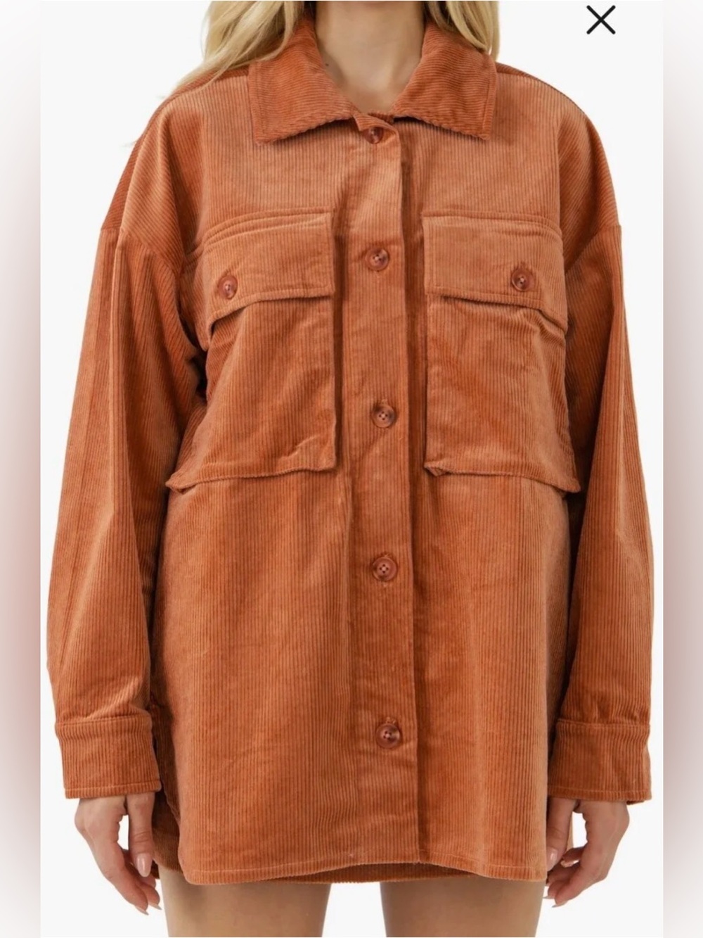 GREY LAB Rust Corduroy Oversized Shacket Jacket Size M